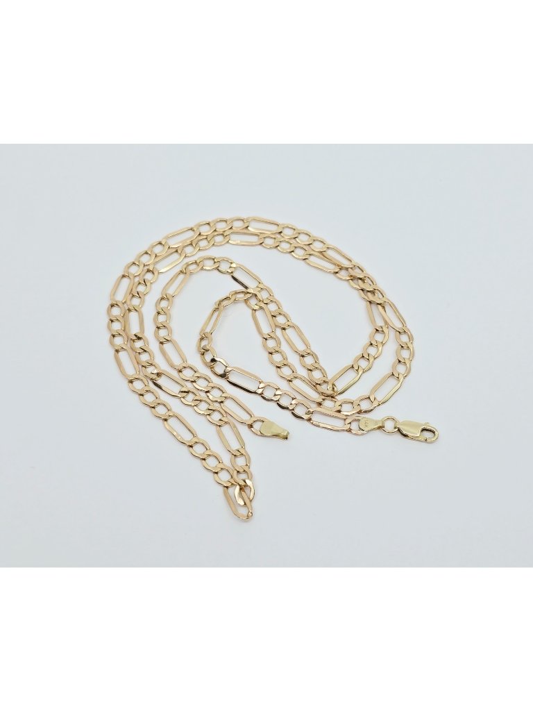 Unique 14k Solid Yellow Gold Designer Figaro Link Chain Necklace  2525 Length